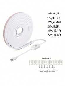 1pc USB Powered LED Neon Light Strip, Touch Dimmable Ultra-Thin Flexible Neon Rope Light, Soft Warm White/White Touch Switch Light, Suitable For Bedroom, Kitchen, Cabinet, Staircase Indoor Decoration - Neon - View 4