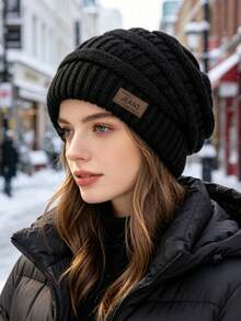 1pc New Autumn/Winter Solid Color Knitted Hat, Unisex Fashionable Versatile Warm Woolen Beanie, Suitable For Daily Outdoor Cold Weather Travel Wear - Multicolor - View 10