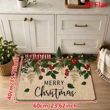 1/2/3pcs Christmas Theme Kitchen Rugs, Flannel Kitchen Rugs, Soft Comfortable Absorbent Non-Slip Machine Washable With Non-Slip Backing, Suitable For Multiple Scenes: Entryway, Living Room, Bedroom, Kitchen, Dining Room, Bathroom, Laundry Room, Hallway, Christmas Holiday Home Decor Floor Mat - Multicolor - View 16