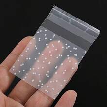 100pcs White Polka Dot Frosted Self-Adhesive Bags, Suitable For Gift Packaging, Jewelry Packaging Display And Retail Accessories - Self-adhesive Bag - View 2