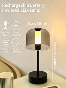 OBOVAY Cordless Rechargeable Desk Lamp, Battery Powered Lighting For Bedroom, 3-Color Stepless Dimming, Portable LED Light For Dining Room, Kitchen, Cafe, Camping, With Touch Control Night Light - 1 Piece - View 5