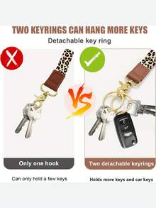 2pcs/Set 2D Key Lanyard, Long Key Chain Lanyard, Unisex, Cool Neck Key Chain Storage, Cute Neck ID Card/Wallet Lanyard, Fashion Key Accessory, Leopard Print, Daisy, 1pc - Multicolor - View 7