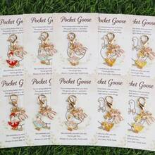 5/10pcs Cute Bow Goose Keychain Set With Pink Bow Pendant, Includes Pocket Greeting Card, Suitable As Party Gift, Birthday Gift, Thanksgiving, Halloween, Christmas Gift For Family And Friends - Multicolor - View 3