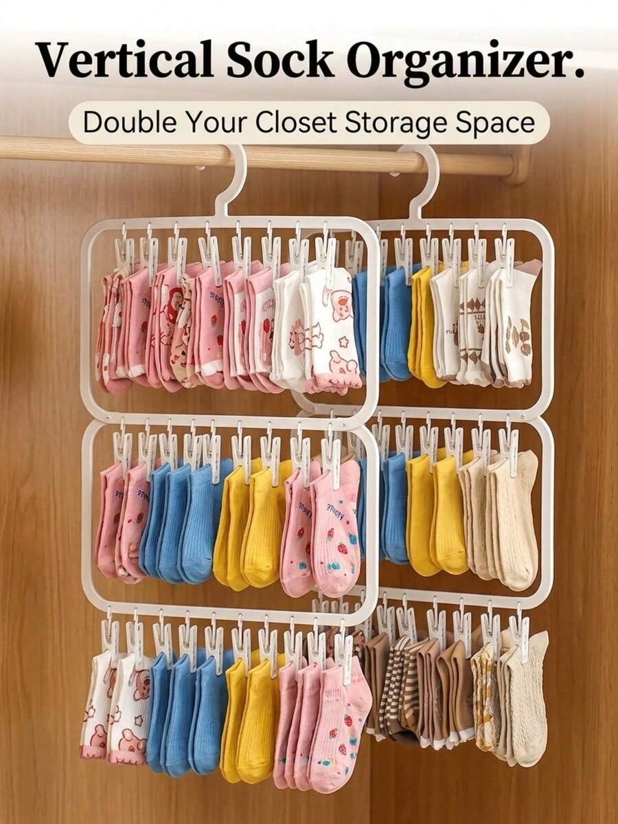 1pc Multi-Functional Hanging Rack Laundry Drying Tool, Suitable For Socks, Underwear, Shirts, Pants And Skirts, Ideal For Bedroom, Bathroom, Dorm, Bedside Area And Back To School Season Decoration - Multicolor - View 1