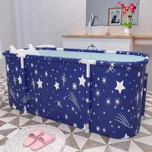 1pc Classic Folding Bathtub, Enhanced Support & Durability, 63.4 Gallon Water Capacity, Star & Moon Pattern Design, Portable Adult Spa Soaking Tub With Standard Backrest, Space-Saving For Home And Small Bathrooms - Multicolor - View 7