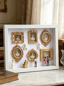 1 Set 6-Inch DIY Mini Museum Shadow Box, 3D Shadow Box Set With Gold Mini Photo Frame And Figurines, Personalized Memory Display, Unique Holiday, Anniversary, Graduation And Special Occasion Commemorative Decoration - Multicolor - View 8