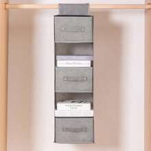 3/4/5-Tier Hanging Closet Organizer, Space-Saving, Foldable Storage. - Grey - View 3