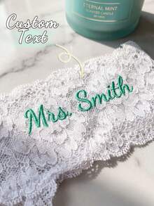 Custom Text Embroidered Soft Lace Thongs For Women, Cute Floral Low Waist G-String Panties, Personalized Lingerie Birthday Anniversary Gift For Her - White - View 7