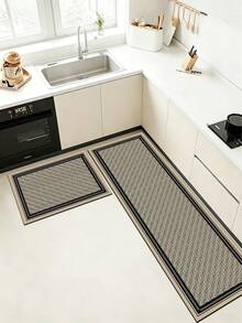 1 Pc Retro Weaving Pattern Kitchen Mat, 3.5 Mm Soft Rubber That Absorbs Water And Is Easy To Clean. Suitable For Corridors, Bathrooms, Living Rooms, Outdoor Door Mats, And Toilets. Useable Throughout The Year And For Various Holidays. - Multicolor - View 10