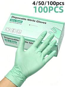 Disposable Light Green Nitrile Gloves, Multi-Scenario Use, Suitable For Tattooing, Hair Dyeing, Pet Grooming, Kitchen Cleaning, Crafting, Home Daily Cleaning (No Box) 4/50/100Pcs - Mint Green - View 2