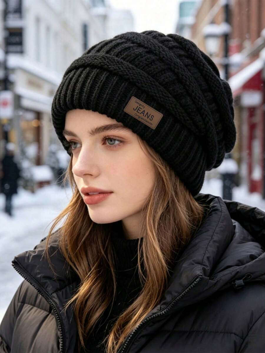 1pc New Autumn/Winter Solid Color Knitted Hat, Unisex Fashionable Versatile Warm Woolen Beanie, Suitable For Daily Outdoor Cold Weather Travel Wear - Multicolor - View 1