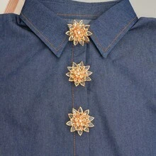 4 Pcs Flower Button Covers For Shirts, Decorative Button Clips For Women, No-Sew Removable Floral Buttons, Clothing Accessories For Blouses & Dresses - Star - View 9
