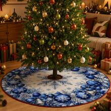 1pc Blue Snowflake Pattern Christmas Tree Skirt, Elegant Color Holiday Decor, 5 Sizes, Unisex Holiday Gift, Suitable For Home And Party Christmas Home Decoration - Snowflake Color Ball - View 4
