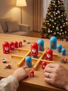 Set Permainan Tic Tac Toe Matryoshka Natal, Boneka Santa Claus dan Rusa Kutub yang Dapat Ditumpuk, Permainan Papan Natal Meja dengan Stiker dan Alas, Permainan Meja Interaktif Keluarga, Dekorasi Hiburan Pesta Liburan - MultiWarna - View 6