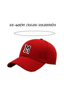 1pc Unisex A-Z Letter Adjustable Baseball Cap, Unisex Casual Soft Top Hat, Outdoor Sports Sun Hat - Red - View 2