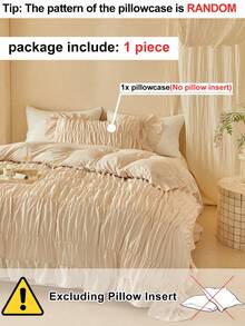 1件卡其色荷葉邊花朵枕套，極簡時尚奢華風聚酯纖維裝飾靠墊套，適用沙發，可機洗，不含填充物 - 卡其色 - 查看 4