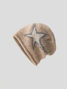 1pc Women's Y2K Star Pattern Knit Loose Beanie Hat, Windproof & Warm, Suitable For Daily & Outdoor Wear In Winter - Multicolor - View 7