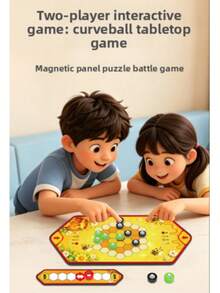 Family Parent-Child Magnetic Curved Ball Desktop Game, 2-Player Competitive Launching Strategy Board Game, Built-In Magnetic Adsorption For Stable Placement, Fun Curved Path Battle, Simple Game Rules, Cartoon Exquisite Game Board, Develop Children's Thinking Ability, Home Gathering Team Building, Children's Birthday Holiday Gift Toy - Multicolor - View 9