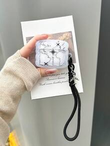 1 buah Casing Pelindung Earphone Bluetooth Bergaya Minimalis Y2K Bergambar Pesawat Lucu + Tali Gantungan Bergambar Pesawat - Hitam - View 1