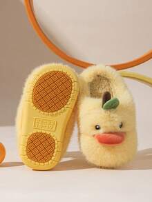 1 Pair Baby Cute Cartoon Thermal Lined Thick Anti-Slip Sole Design Flat Heel Warm Casual Shoes Suitable For Autumn/Winter - Yellow - View 8