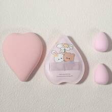 4/8pcs Heart Shaped Makeup Puff Set, Soft Beauty Sponge For Foundation, Wet & Dry Use Face Cosmetic Applicator - Multicolor - View 4