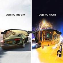 1 Pair Anti-Glare Day & Night Vision Driving Glasses, Photochromic Driving Eyewear Suitable For Various Driving Scenarios - A - View 1