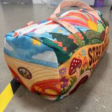 1pc Bohemian Vintage Bus Print Travel Bag, Featuring Natural Landscape And "STAY WILD" Slogan. Spacious Hand-Carried Design For Short Trips, Gym Or Clothing Storage Bag. - Multicolor - View 6