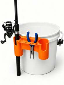 Clip-On Fishing Rod And Tackle Storage Rack, Bucket-Style Fishing Rod Holder With Buckle Storage Rack, Equipped With Clip-On Fishing Rod Holder, Tool Slot, Pliers Holder And Tackle Hole, Fishing Bucket Not Included, Suitable For Fishing Enthusiasts - Multicolor - View 4