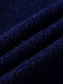 Boys' College Style Solid Color Cable Knit Half-Zip Mock Neck Pullover Sweater Long Sleeve Suitable For School Daily Wear Spring Autumn Winter - Navy Blue - View 7