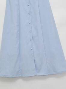 Women's Elegant Solid Color Sleeveless Fitted Dress - Baby Blue - View 5