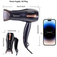 Hatteker 1pc Foldable Portable Hair Dryer For Home Use - Black - View 2