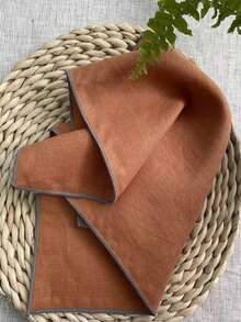 2/6/12pcs Exquisite Hemmed Napkins, Linen-Like Texture, Natural Drape, Suitable For Table Setting, Enhance Home Atmosphere, Practical And Decorative - Burnt Orange - View 2