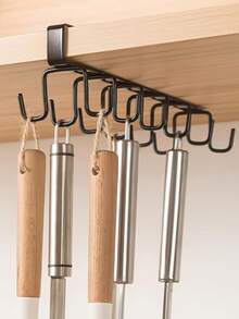 1pc Bohemian Style Double Row Hanging Hooks, Easy Installation Damage-Free Iron Cup Rack, Suitable For Kitchen, Bathroom And Bedroom, Under Cabinet Hanging Cup Hooks, Double Row Metal Hanging Rack, Kitchen Storage Rack For Tableware And Coffee Cup Organization - A - View 4