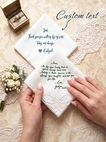 Custom Personalized Wedding Handkerchiefs – Embroidered Text And Tassel Accents; Elegant Lace Accessories For Weddings And Bachelorette Parties - Multicolor - View 9