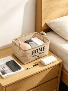 Multi-Pack Foldable Storage Baskets With Printed Designs, Available In Printed Round And Printed Square Styles, Washable Storage Bins For Clothes, Household Items, Bedroom, Desk, Closet, Kitchen Organization - Khaki - View 5
