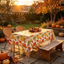 Set 1/3 Buah Taplak Meja Thanksgiving Musim Gugur dengan Desain , Ukuran 54*108 Inci Taplak Meja Persegi Panjang Sekali Pakai Motif Daun Musim Gugur untuk Pesta Thanksgiving, Liburan, dan Dapur. - Jeruk - View 4