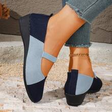 New Women's Wedge Heel Pumps, Colorblock Knit Upper, Elastic Strap, Commute & Date, Lightweight All-Season - Green - View 16