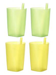 4pcs/Set Customized Plastic Water Cups With Built-In Straws, 12.17oz Portable Drinking Cups, Random Colors, Personalized Tumblers For Parties And Family Gatherings - Multicolor - View 28