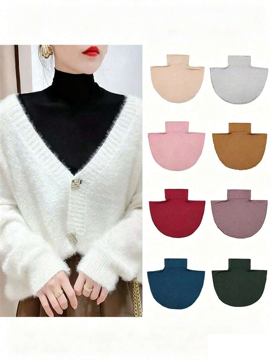 1pc Solid Color Fake Collar Soft Detachable False Collar Women's Half-Shirt Accessories - Multicolor - View 1