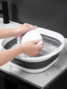 1pc Foldable Basin With Wrist Strap, Wash Basin/Vegetable Basin/Foot Basin, Easy To Clean, Lightweight And Foldable, Thickened Plastic Washing Bucket, Suitable For Foot Soaking, Laundry, Vegetable And Fruit Washing, Home, Dorm, Camping And Travel Use - Multicolor - View 10