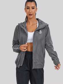Women's Waterproof Raincoat With Zipper And Hood, Suitable For Hiking And Other Outdoor Sports - Grey - View 5