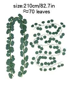 1pc/2pcs Artificial Eucalyptus Leaf Garland Decor, Fake Plant, Wedding Party Table Decoration, Indoor Outdoor, Faux Eucalyptus Wreath - Green - View 11