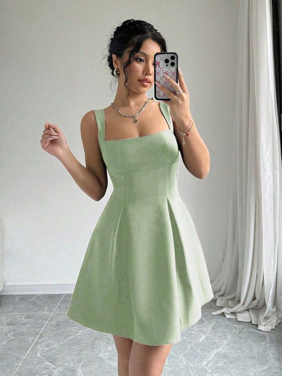Women Midi Dresses - Green - View 1