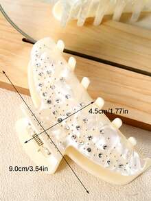 1pc Girl's Rhinestone Crescent Moon Shark Acetate Material Dual-Use Simple Fashionable Hair Claw Daily - Multicolor - View 2
