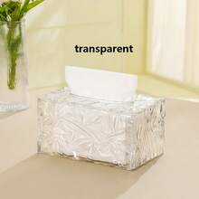 1pc Luxury Style 3D Embossed Texture Tissue Box, Transparent Decorative Napkin Holder, Large Capacity Napkin Storage Box, Suitable For Bathroom, Living Room, Bedroom Home Aesthetic Decor - View 12