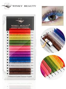 16 Rows Macaron Colorful Eyelash Extensions, 8 Colors Rainbow Faux Mink Single Lash, Soft Classic Voluminous Eyelash Tray, Suitable For Salon Lash Artists, Cluster Lashes, Cluster False Eyelashes, Professional Eyelash Extension Supplies, Winky Beauty - D - View 2