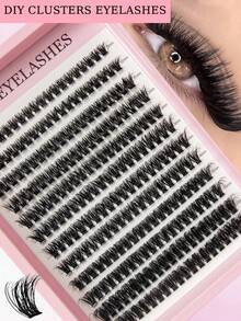 D-Curl DIY False Eyelash Clusters, D-Curl Eyelash Clusters, D-Curl Curliness, Mixed Natural Eyelash Extension, Ultra-Dense Long Eyelash Clusters, Curly Single Eyelashes, Thin Long Eyelashes, Long Cartoon Effect Eyelashes, Suitable For Beginners To Use At Home - D - View 1
