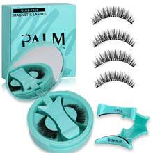 1 Pair Magnetic Eyelashes Reusable Magnetic Eyelashes With Applicator, No Adhesive Required, Natural-Looking Eyelashes, Eyelash Curler Set, Easy To Wear And Remove By PALM LASHES - Black - View 12