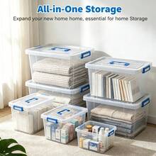 2PCS Transparent Plastic Storage Boxes With Lids, 7 Sizes Stackable Organizer Containers For Closet, Kitchen, Office, Durable Clear Storage Bins For Home, Bedroom Closet And Food Pantry - View 5