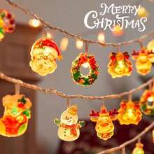 1PC 10LED 2M Cute Christmas String Lights, Suitable For Room Decoration, Bedroom Decoration, All-Season Holiday Decoration, Fairy Tale Lights For Girls, Christmas Festival Colorful Lights, Winter Colorful Lights [Battery Box] - Christmas Collection - View 6